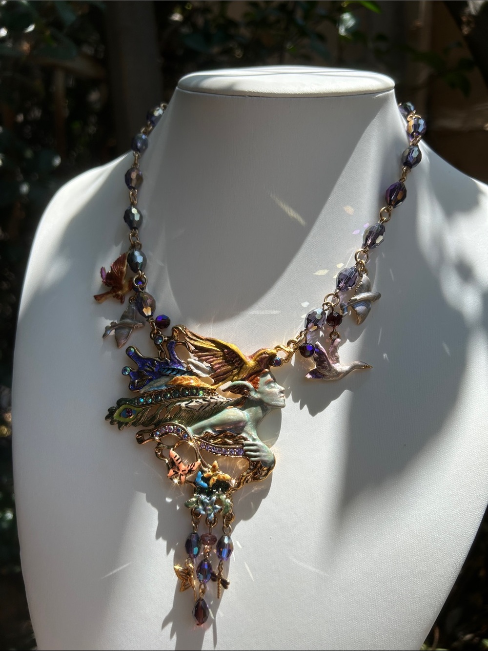Kirks Folly "Spirit of Flight" Art Nouveau-Inspired Femme Birds Necklace - Picture 4 of 7